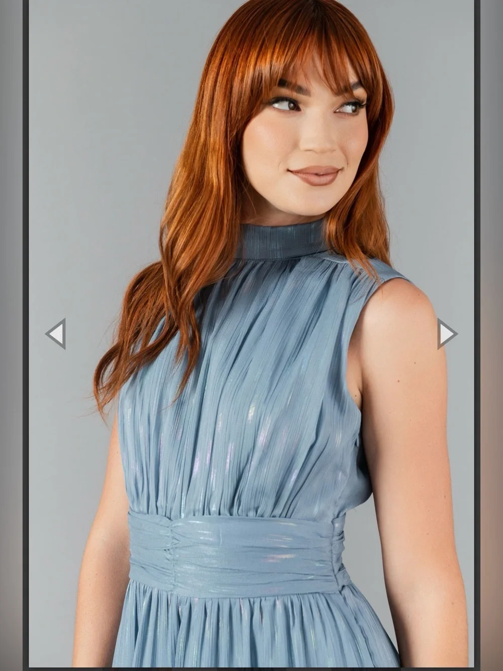 NEW-Aqua Light Blue Iridescent Ruffle Tiered Maxi Dress - Picture 3 of 10